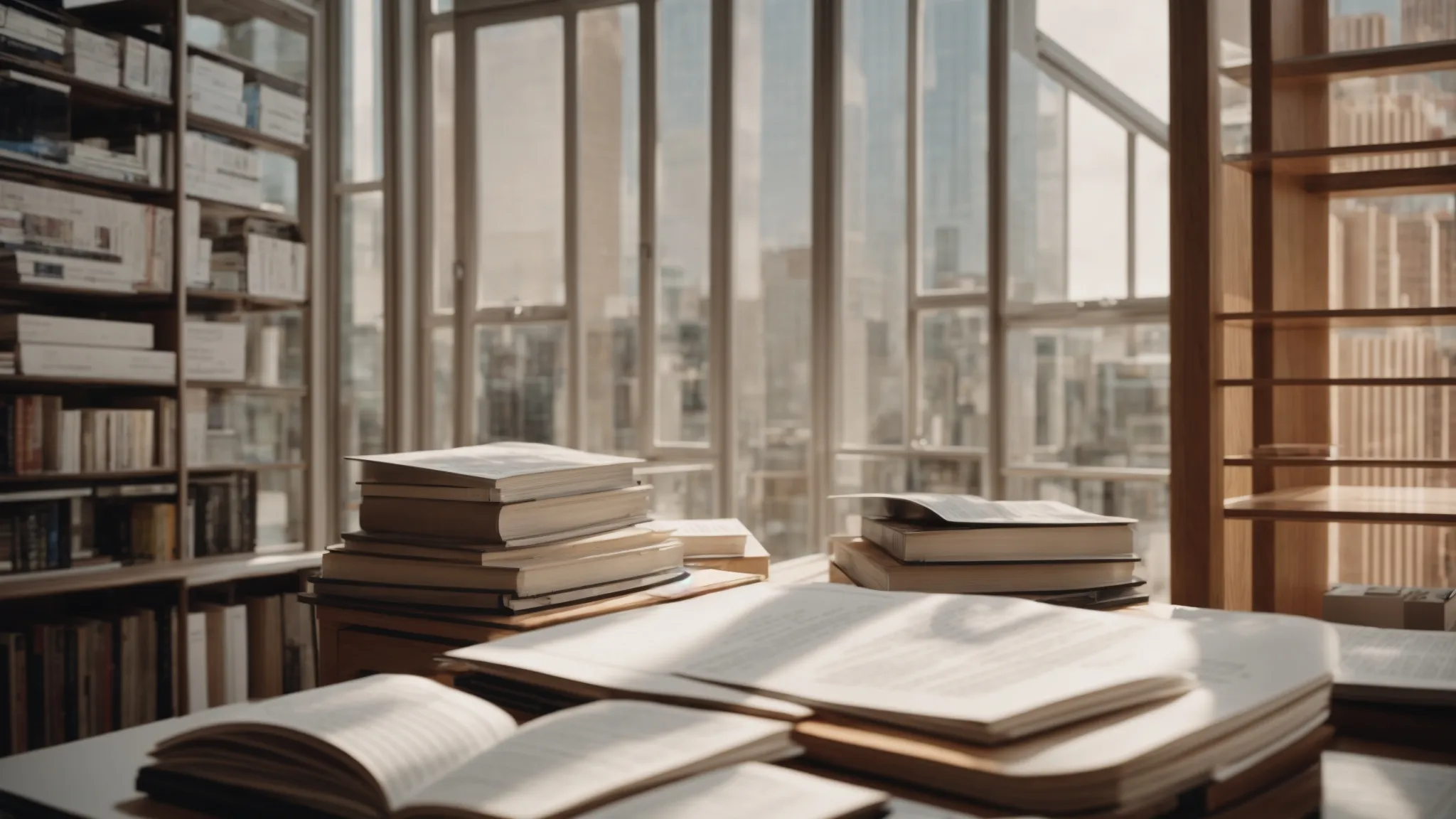 Architecture books and resources spread out on a desk, supporting continuous learning.