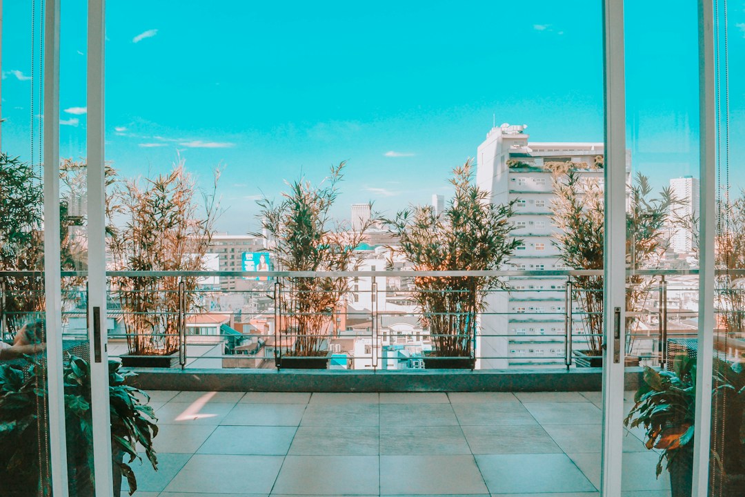 Cable railing system framing a scenic urban vista and outdoor view.